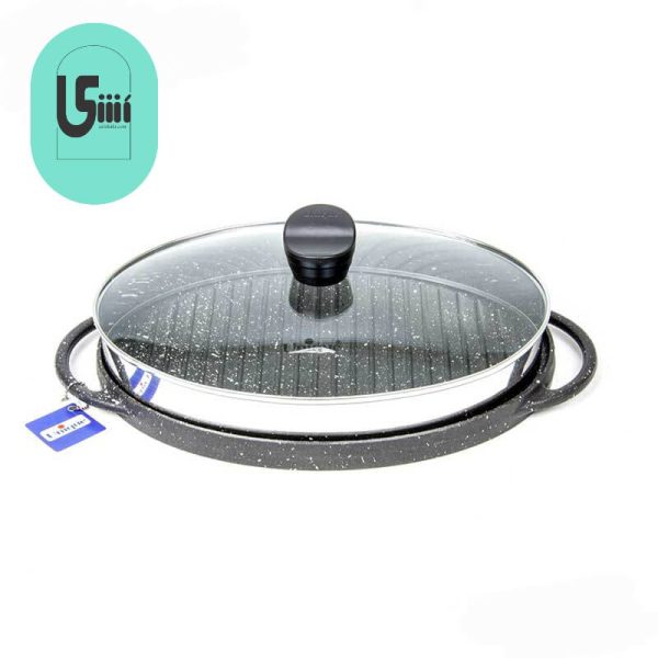 تابه گریل چدنی یونیک بیضی درب دار 34 سانتیمتری UN-6011