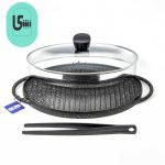 تابه گریل چدنی یونیک بیضی درب دار 34 سانتیمتری UN-6011