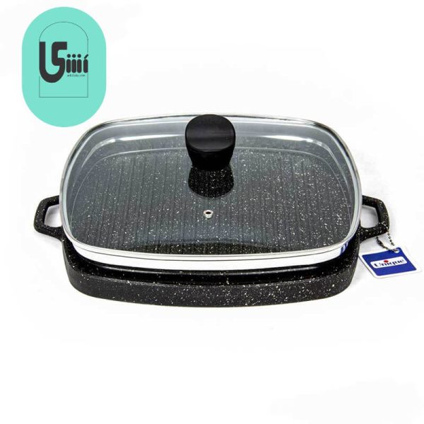 تابه گریل چدنی یونیک مربع درب دار 32 سانتیمتری UN-6009