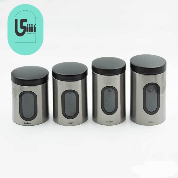 ظرف حبوبات در 4 سایز پنجره دار استیل یونیک UN-5990