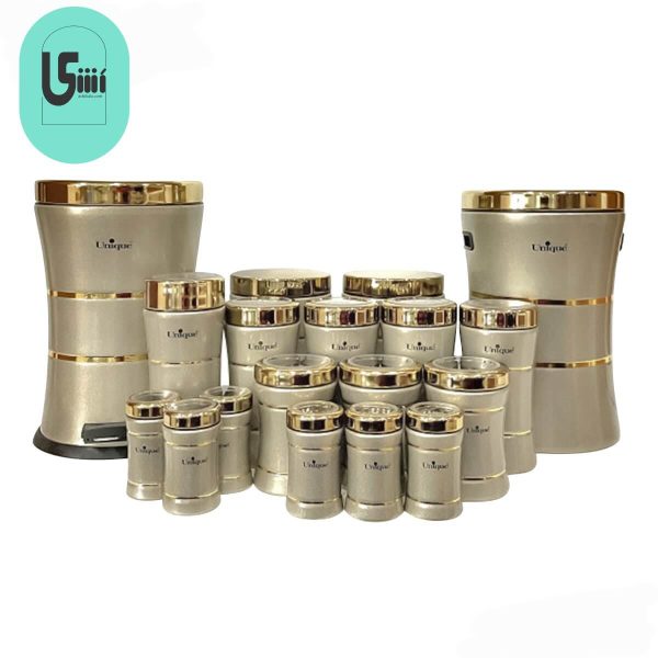 سرویس آشپزخانه یونیک ۱۸ پارچه کمر باریک خطی زیتونی براق UN-4671