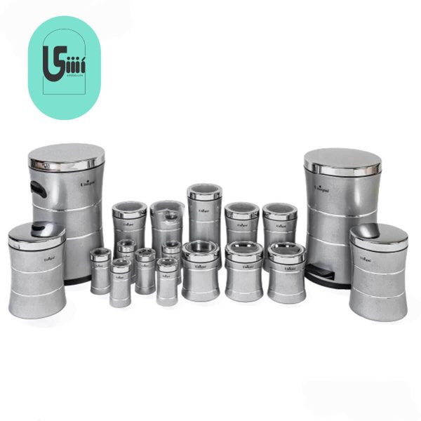 سرویس آشپزخانه 18 پارچه کمر باریک خطی نقره ای استیل یونیک UN-4688