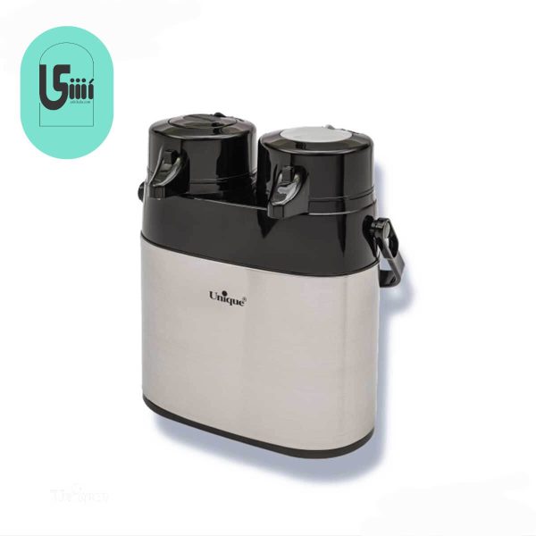 فلاسک دوقلو 1+1 لیتر استیل شیشه دار یونیک UN-9040