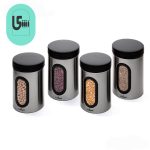 ظرف حبوبات استیل یونیک 2.5 لیتری پنجره دار UN-5980
