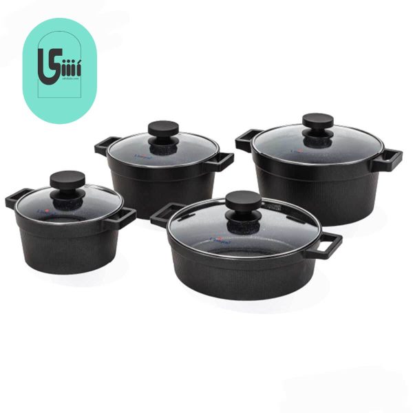 سرویس قابلمه 8 پارچه یونیک مدل دیاموند مشکی UN-8500