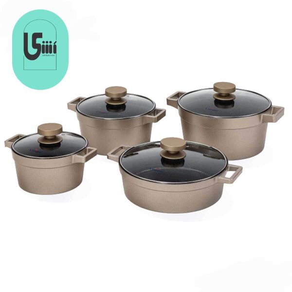 سرویس قابلمه گرانیتی 8 پارچه یونیک مدل دیاموند بژ UN-8503