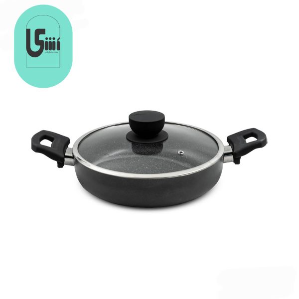 تابه دو دسته سایز 24 یونیک کف گرانیت طوسی تیره UN-8124