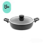 تابه دو دسته یونیک UN-8126 کف گرانیت طوسی تیره سایز 28