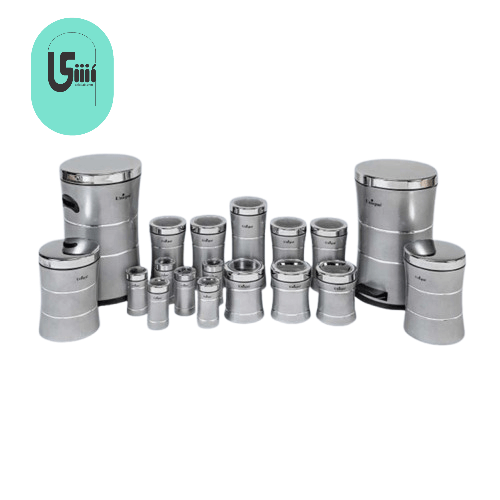 سرویس آشپزخانه یونیک UN-4591 خطی نقره ای 18 پارچه کمر باریک استیل