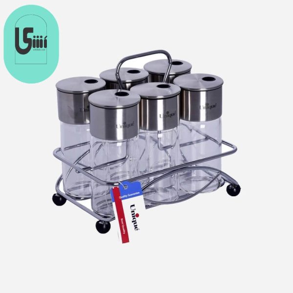 بانکه ادویه 6 عددی استیل-استند مستطیل یونیک کد UN-1626